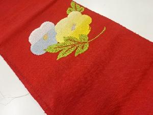 リサイクル　手織り紬草花模様織出し名古屋帯